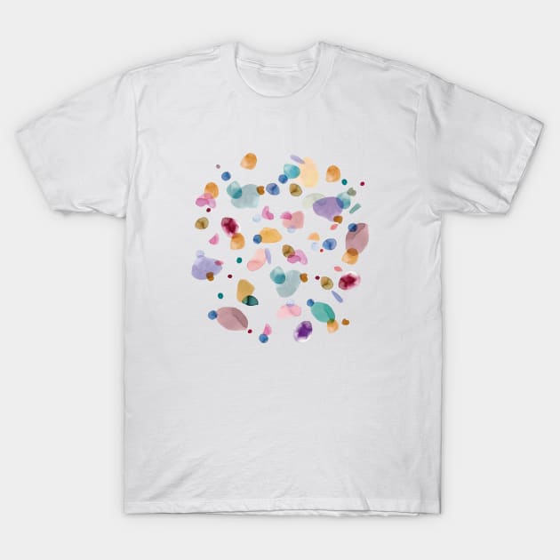 Terrazzo Watercolor Pebbles Multicolored T-Shirt by ninoladesign